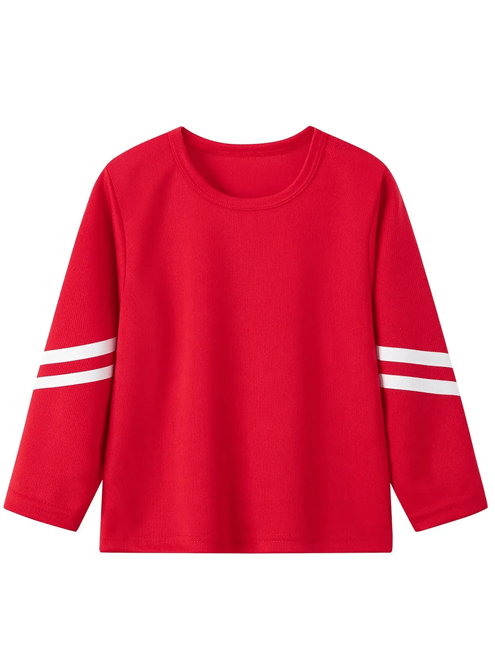 Vibrant red long-sleeved sports top for kids with stylish striped sleeves - perfect for active boys and girls - SF3097.
